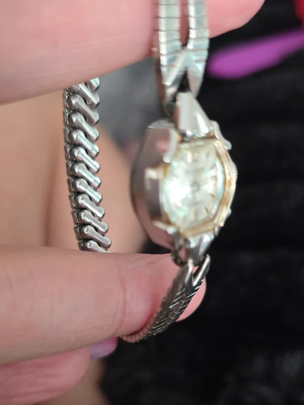 Bulova Ladies Silver-Tone Ladies Bracelet Watch with Hexagonal Dial